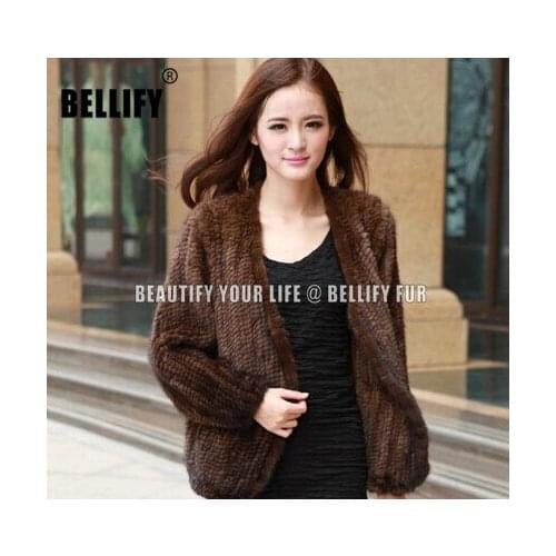 Women High quality 100/100 natural Mink Fur handmade Knitted luxury jacket 2020 autumn winter womens overcoat jackets