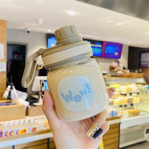 280ml Cute Mini Glass Water Drinking Bottles Cartoon Portable Water Bottle For Kid Girls School Office Travel Mug Coffee Tea Cup