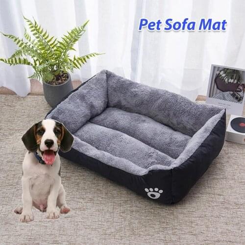 Dog Bed Fleece Pet Winter Warm Mat Kennel Cotton Mat Dog Thicken mattress Puppy Soft Pet cushion Waterproof Bottom Cozy sofa Bed