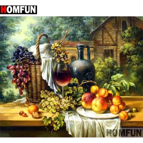 HOMFUN Full Square/Round Drill 5D DIY Diamond Painting "Fruit red wine" Embroidery Cross Stitch 5D Home Decor Gift A13944