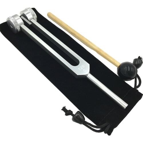 Robuste 128Hz Stimmgabel Mit Mallet Set Für Meditationsgebet Silber