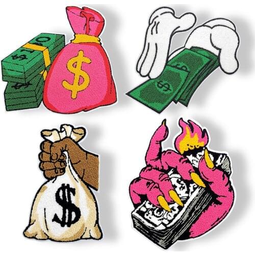New Fine Make Money Wealth Patch Towel Embroidery Patches For Clothes DIY Clothes Sticker Sew On Bags/Jeans Stripe Appliques