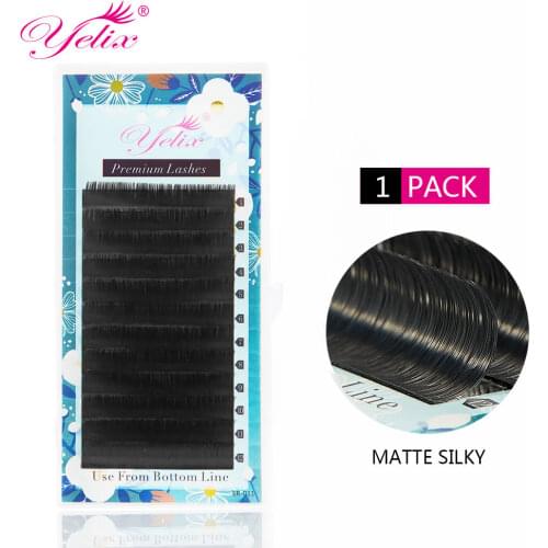 Yelix 0.07mm natural false eyelashes matte silky eye lashes fake eyelash individual for Eyelash Extension profession make up
