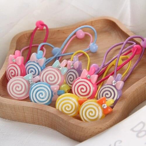 2 pcs/pair-Korean Children Cute Lollipop Rubber Band Rope Girls Lovely Candy Color Hair Accessories
