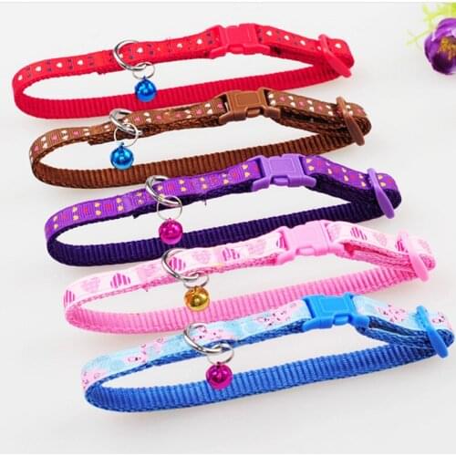 Colorful Pet Dog Puppy Cat Collar Harness Fashion Print Adjustable Pet Animals Neck Chain With Bell 1Pcs