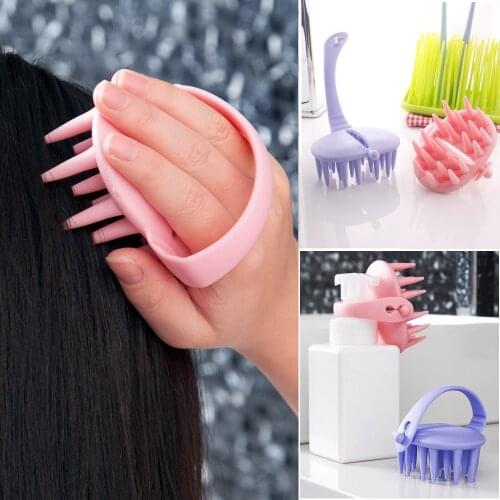Silicone Scalp Massage Brush Washing Massager Shower Head Hair Large Tooth Comb Household Cleaning Scalp Comb Random Color
