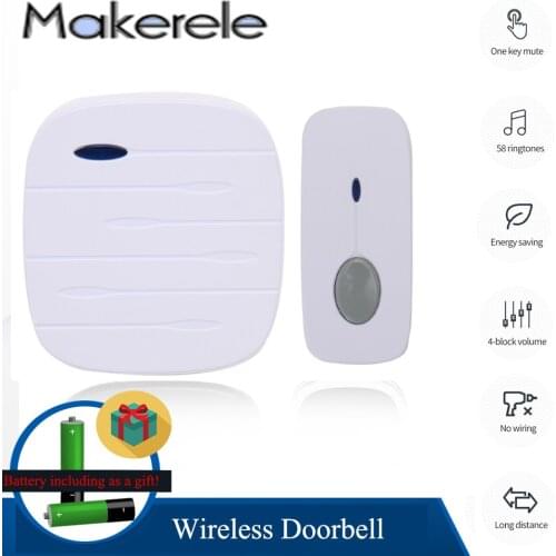 LED Light Home/Office Bell Door Hanger Dc Battery-Operated 260M Remote EU Plug with Chime Energy Saving 1/2 button 1/2 Receiver