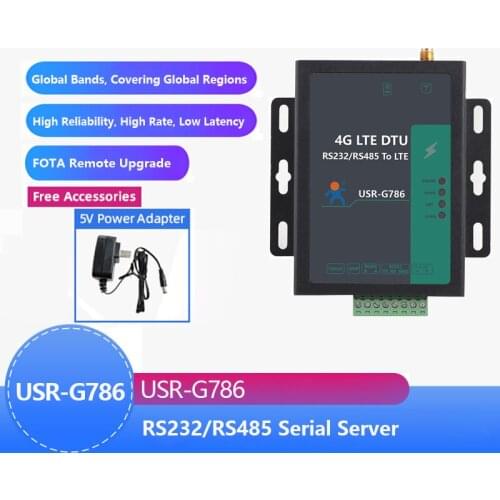 USR-G786-G 4G Cellular Modems with Global Bands M2M Cellular Modems RS232 RS485 to LTE Cat 4 Modems Network Communication Device