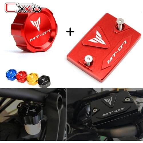 LOGO MT-07 MT-09 MT-10 Front+Rear Top Quality Fluid Reservoir Cover Cap For YAMAHA MT07 MT09 MT10 TRACER FZ10 FZ09 FZ07 2014 UP