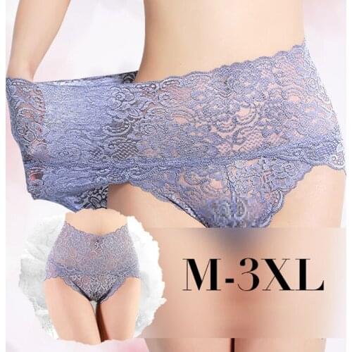 Women Sexy Transparent Lace Seamless Panties, High Waist Elastic Cotton Crotch Shaping Butt Lifter Panty Thongs Lady Calcinhas
