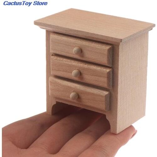 1/12 Dollhouse Miniature Wood Bedside Cabinet Model Furniture AccessoriesDIY Toys for Baby