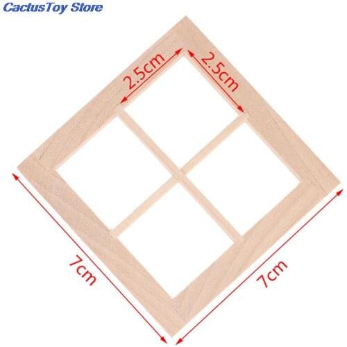 1/12 Dollhouse Miniature Double Window Wooden Frame and Glass Plate Doll House DIY Double Window Accessories