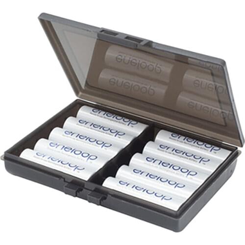 Battery Organizer Storage Box, Plastic Battery Carrying Case Holder Battery Protective Box- Holds 10 AAA+ 4 AA Batteries
