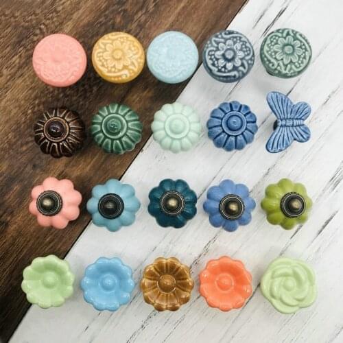 1pcs Pumpkin Knobs Ceramic Alloy Vintage Furniture Handles Cabinet Pulls Kitchen Cupboard Single Hole Euro-style Drawer Knobs