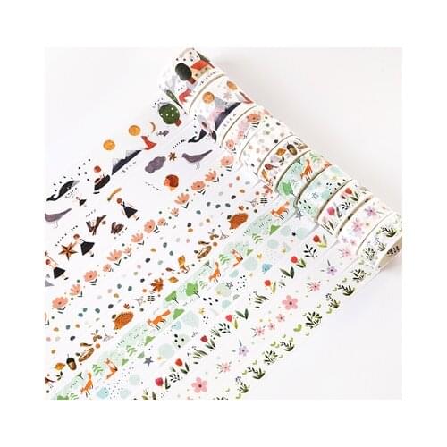 10 rolls/set Forest fun forest animal fox fruits plants flowers washi tape DIY Planner diary scrapbooking masking tape escolar