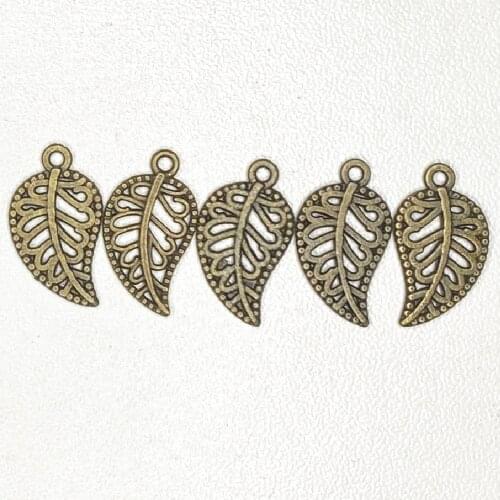 10PCS Two Color Metal Zinc Alloy Leaves Charms Fit Jewelry Leaf Pendant Diy Makings Jewelry Finding