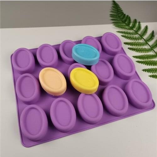 15 Holes Oval Shape Silicone Soap Mold Handmade Soap Form Candle Molds DIY Mousse Fondant Cake Decor Soap Moulds Resin Crafts