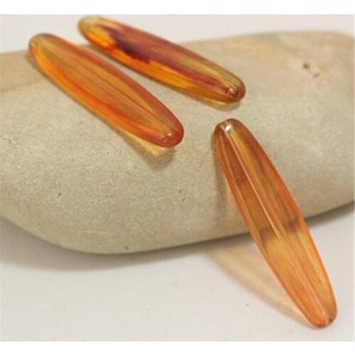 25pcs Long Rhombus Tortoise Shell Acrylic Jewelry Beads, Necklace Bracelet Eearring Beads,40mmx9mm Z52