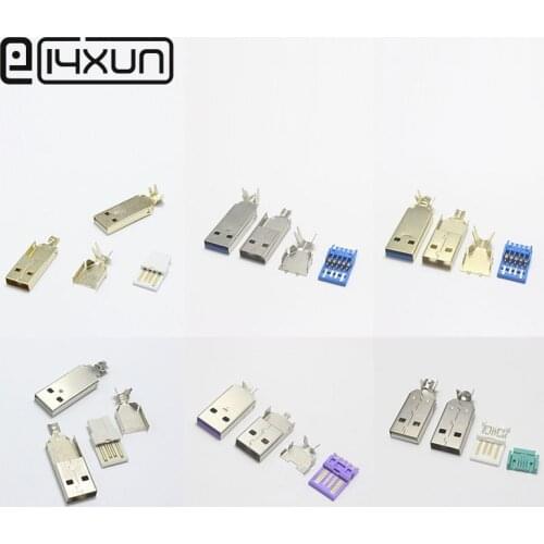5sets USB 2.0 Type A Welding Type Male Plug Gold Plated or Nickel Plated Connectors usb-A Tail Socket 3 in 1 DIY Adapter