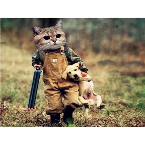 5D DIY Diamond Painting Cross Stitch cat hunt dog diamond embroidery kitten puppy Full Square round diamond mosaic decoration