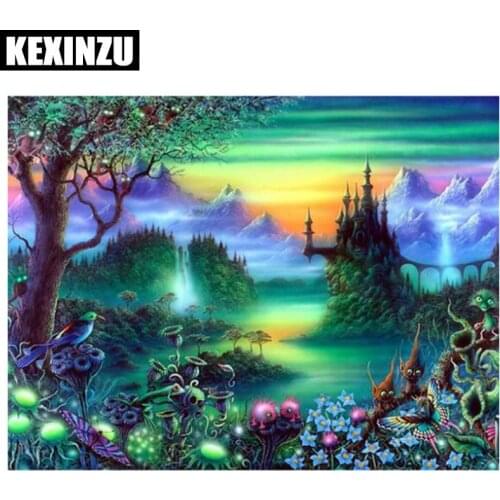 5D DIY Full Square/Round Diamond Painting"Valley scenery"Embroidery Cross Stitch Mosaic Home Wedding decoration