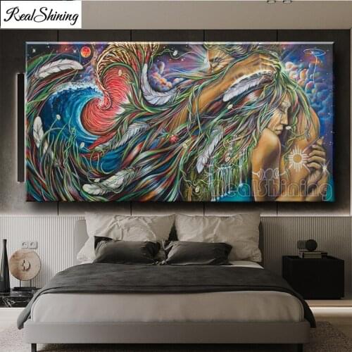 5d Diy Diamond Painting Indian Lovers Hug Cross Stitch Full Square Round Drill Diamond Embroidery Kits Feather Decor,T230