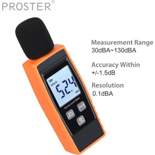 Proster LCD Backlight Digital Sound Level Meter Noise Decibel Measurement Tester Office Sound Detector Decibel Monitor 30-130dBA