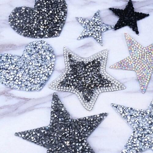 Diy Craft Heart Star Shape Patches Rhinestone Patchwork Creativity Sewing Material Sewing Accessories Clothing Stickers