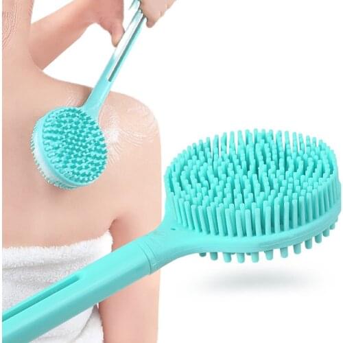 Double-sided Shower Body Brush Silicone Scrubber Brushes With Handle Exfoliating Scrub Skin Massager Exfoliation Bathroom Brush