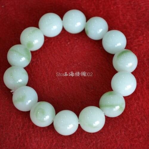 Natural Night-luminous Burnish Prayer Bead Mala fluorite bracelet *14 mm