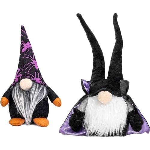 Halloween Gnomes Plush Decor Handmade Tomte Swedish Gnome Nisse Scandinavian Elf Ornaments Witch Spider Table Decorations Gifts