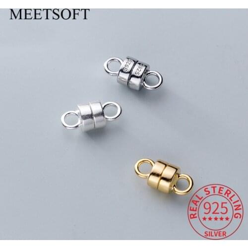 MEETSOFT Classic 925 Sterling Silver magnet Connection buckle Charms of DIY Handmade Jewelry Necklace wholesale Accessory Gift
