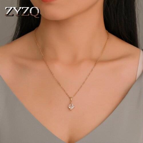 ZYZQ Hot Trendy Chain Necklaces Cool Stylish Euro Accessories Jewelry Necklaces With Shiny Square Cubic Zircon Stone Setting Hot