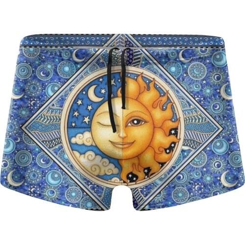 Mans Indian Mandala Sun And Moon Swim Trunks Shorts Bandage adult Swimsuit surfing Swimming Trunk Swimwear Summer Bathing Suit
