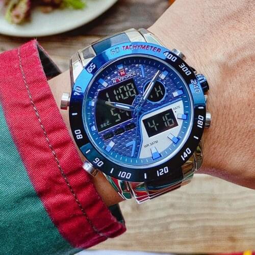 NAVIFORCE Top Luxury Brand Men Sports Watches Quartz LED Digital Male New Clock Full Steel Military Wristwatch Relogio Masculino