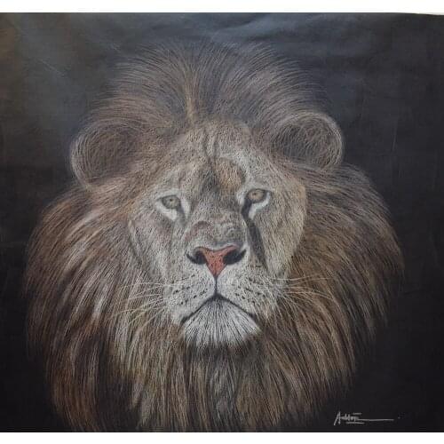 Origina Hand Painted Animal Oil Painting on Canvas Palette Knife Net Shape Lion Canvas Painting Wall Art Picture for Home Decor