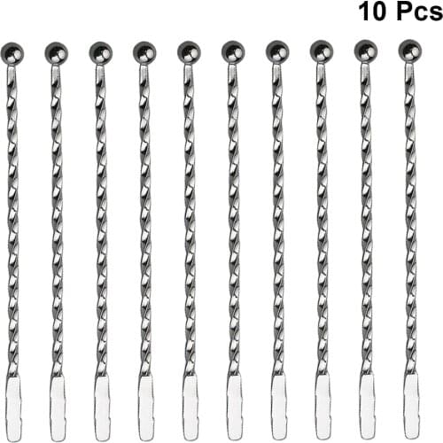 10pcs Stirring Sticks Stainless Steel Spiral Mixing Swizzle Stick Martini Stirrer Bartender Stir for Cocktail