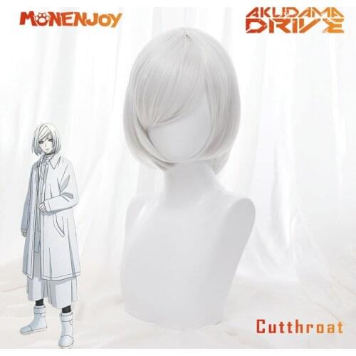 Monenjoy Akudama Drive Cutthroat Cosplay Wig Satsujinki White Short Cos Hair