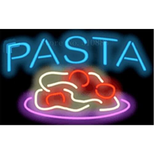 Pasta with Pasta NEON SIGN REAL GLASS BEER BAR PUB LIGHT SIGNS store display Packing Food Dinning Advertising Lights 17*14"