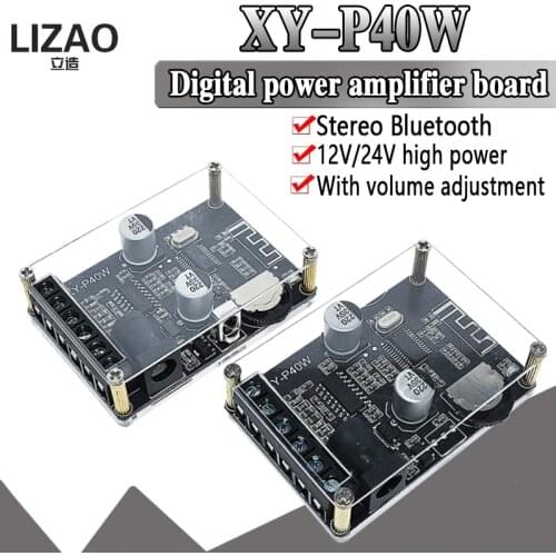 Bluetooth 5.0 stereo audio power amplifier board 40Wx2 Bluetooth receiver DC 12/24V supply XY-P40W