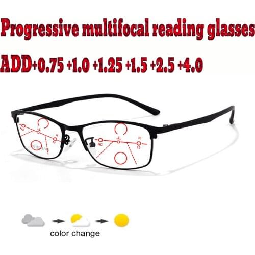 Progressive Multifocal Anti Blue Light Reading Glasses Metal Frame Men Women High Quality +1.0 +1.5 +1.75 +2.0 +2.5 +3 +3.5 +4