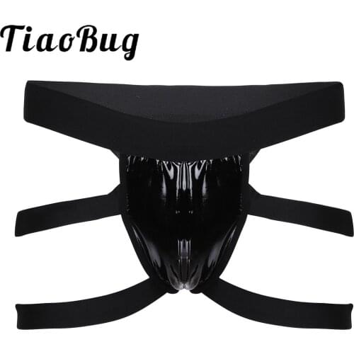 Sexy Mens Underwear Strappy with Elastic Band Mesh Jockstraps T-Back Lingerie Nightwear Club Stage Dancing Performance Costume