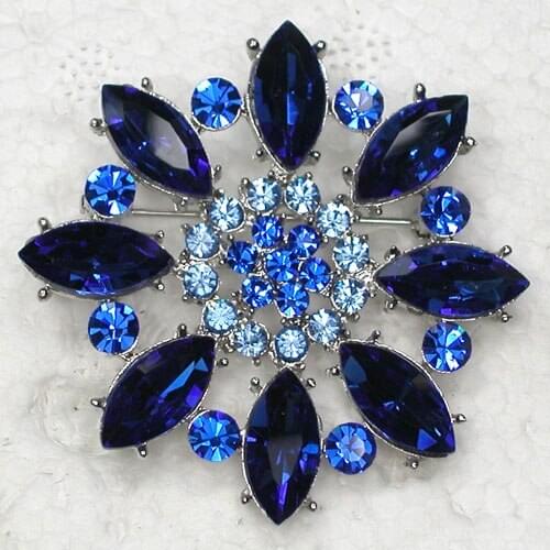 Blue Rhinestone Flower Pin brooches C2071 B1