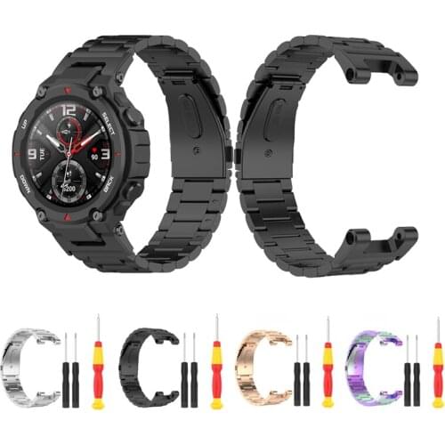 Replacement Three Beads Matel Strap Watch Band for Xiaomi Huami Amazfit Ares A1908 Bracelet Stainless Steel Watchband Wrist Belt