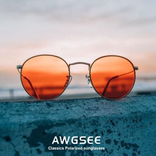 AWGSEE Classic Vintage Round Sunglasses Women/Men Small Metal Frame Brand Designer Mirror Sunglasses Luxury Oculos UV protection