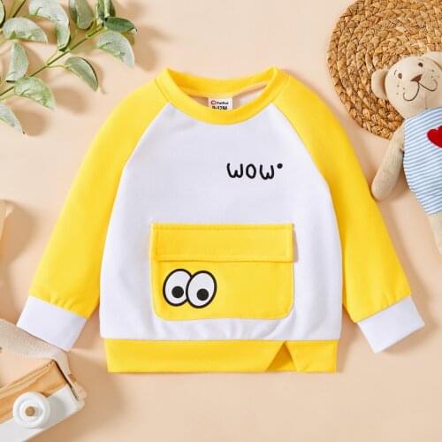 PatPat Baby Boy/Girl Cartoon Raglan Long-sleeve Sweatshirt Pullover