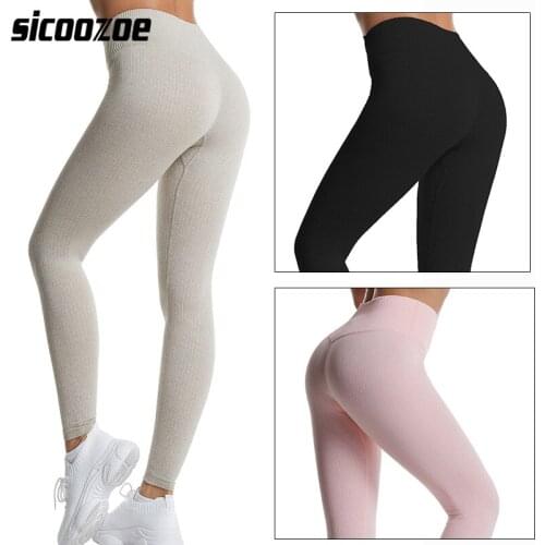 SICOOZOE Hip Lift Yoga Pants,Womens Stripe High Waist Fitness Leggings,Elastic Seamless Gym Running Leggings Sports Pants