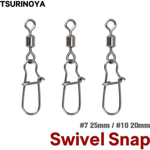 TSURINOYA #7 #10 Swivel Snap Stainless Steel Fishing Accessories Connector Rolling Pin Bearing Fishing Rig Tackle