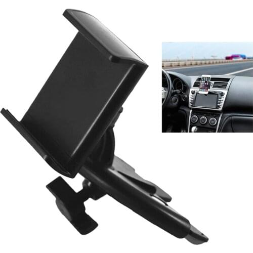 Universal Car Mobile Phone Support Bracket Holder CD Player Slot 360 Degree Adjustable Clip ABS Stand For Vehicle Supplies
