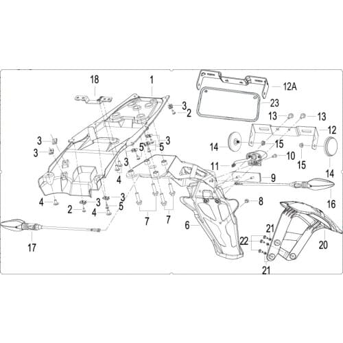Rear fender rear turning signal tail light page of Benelli TNT150 BJ150-29A BJ150-29B